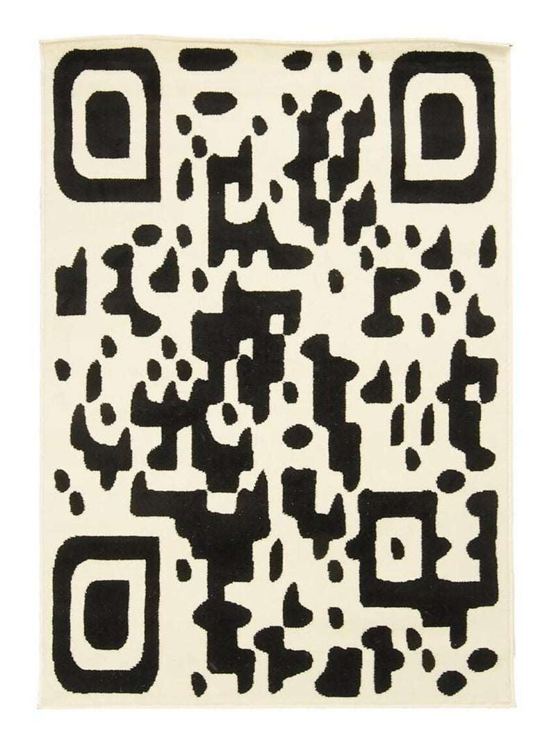 Tapis salon et chambre tissé motif géométrique LYN1 QR Noir - Kiabi