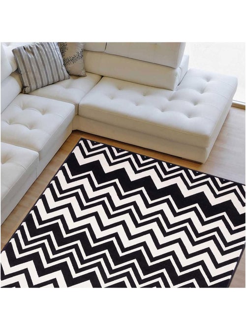 Tapis salon et chambre tissé motif géométrique lyn1 vagues - Kiabi
