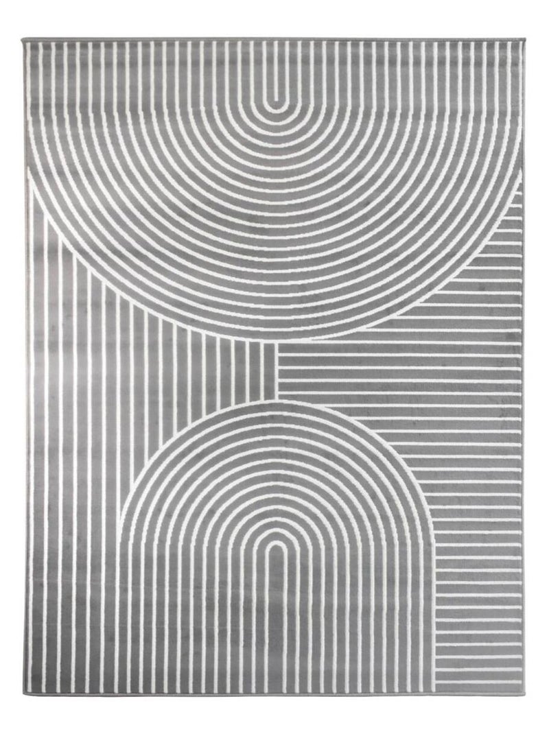 Tapis salon et chambre tissé motif géométrique LYN49 ARCRIL Gris - Kiabi