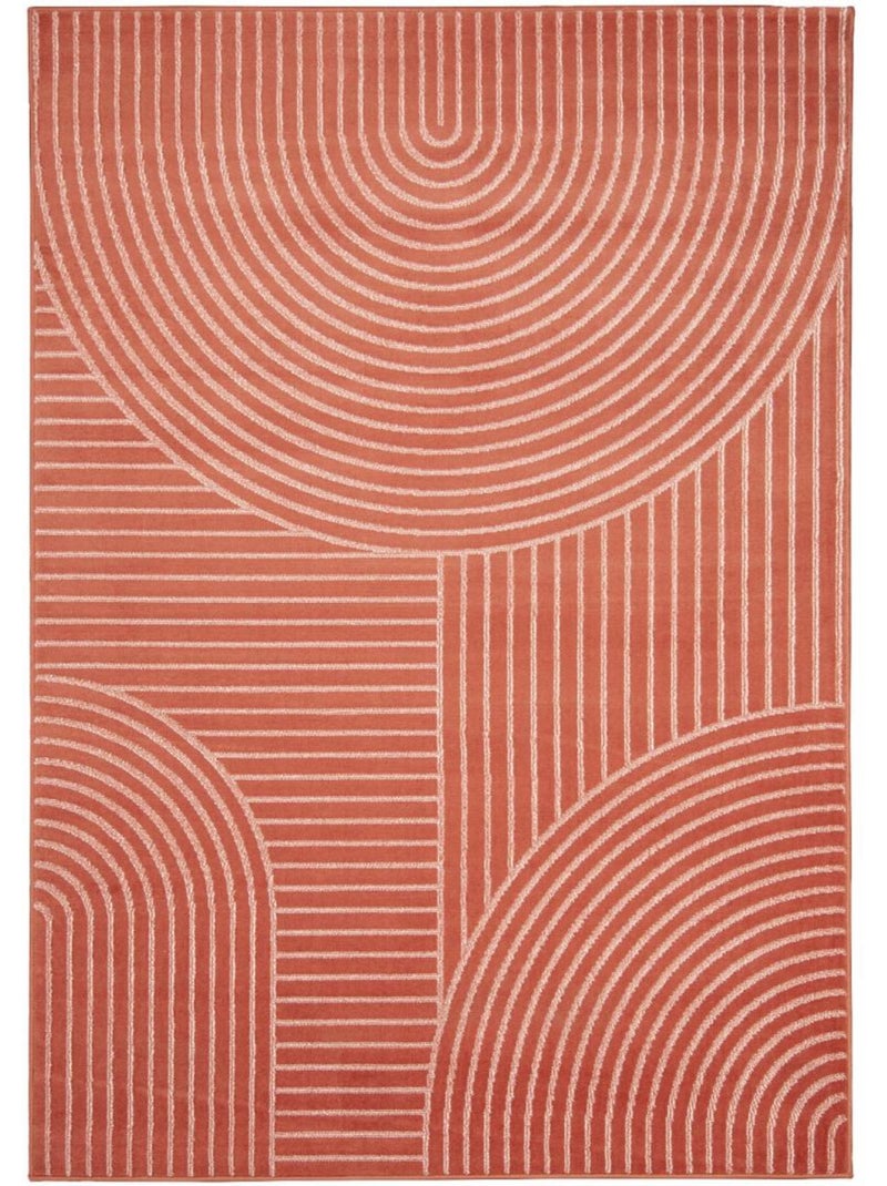 Tapis salon et chambre tissé motif géométrique lyn49 arcrol Orange - Kiabi