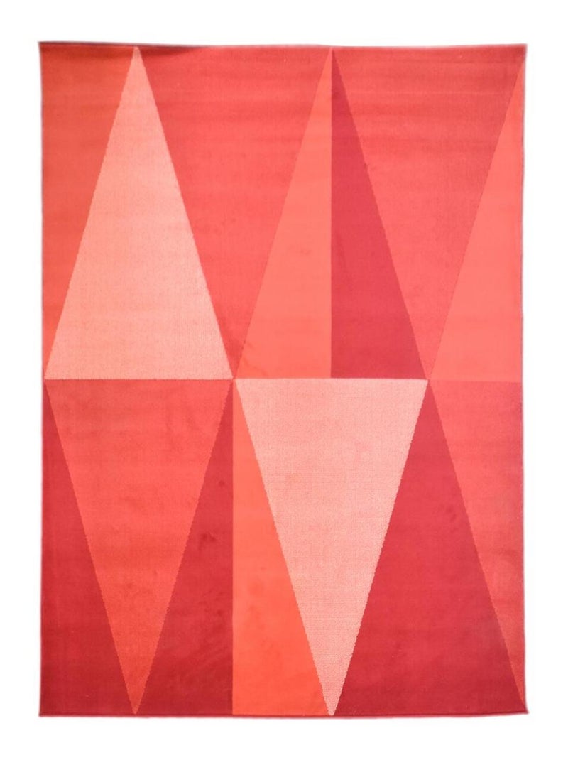 Tapis salon et chambre tissé motif géométrique LYN49 BIGTRI Rouge - Kiabi