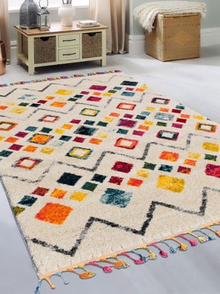 Tapis salon et chambre tissé motif géométrique LYN5