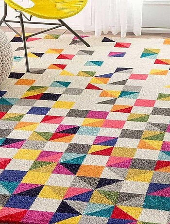 Tapis salon et chambre tissé motif géométrique LYN6 BOUTIK