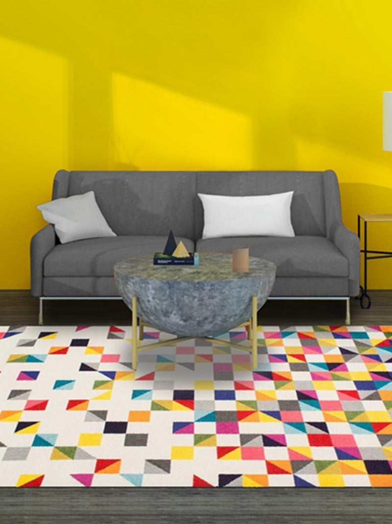 Tapis salon et chambre tissé motif géométrique LYN6 BOUTIK Multicolore - Kiabi