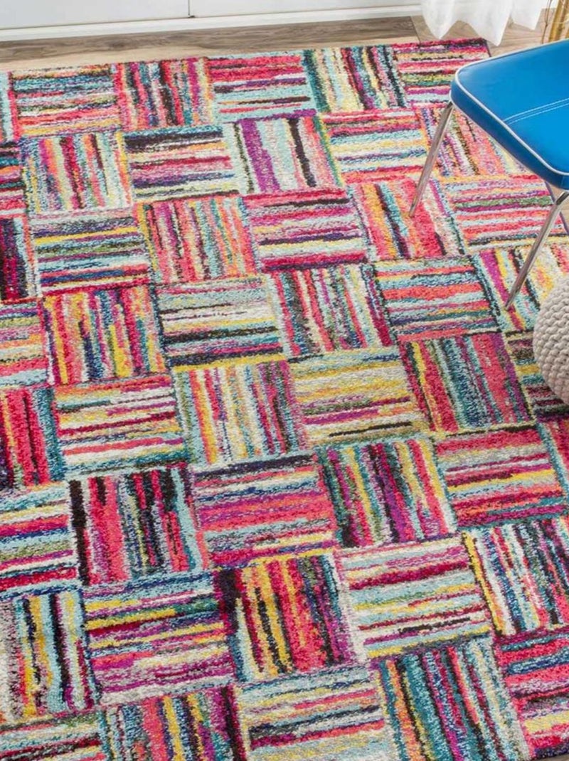Tapis salon et chambre tissé motif géométrique LYN6 BRIK Multicolore - Kiabi