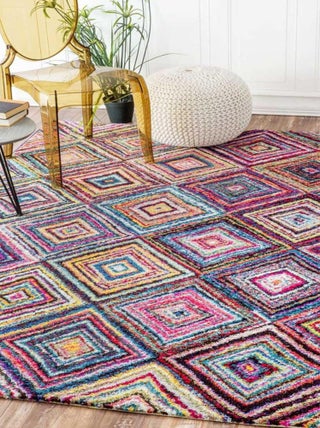 Tapis salon et chambre tissé motif géométrique LYN6 CARI