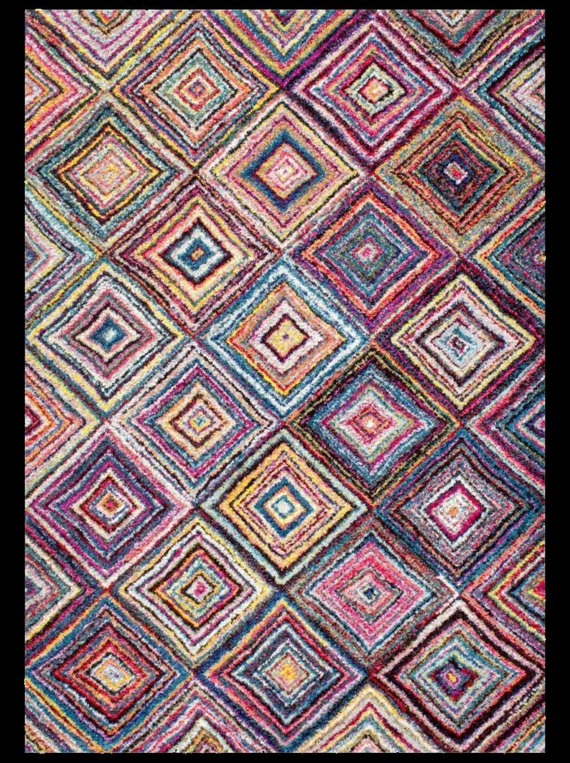 Tapis salon et chambre tissé motif géométrique LYN6 CARI Multicolore - Kiabi