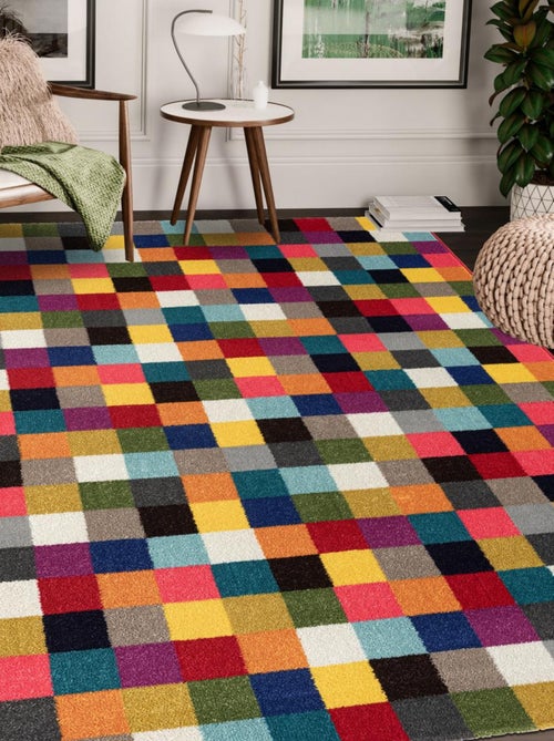 Tapis salon et chambre tissé motif géométrique LYN6 CHEVRON - Kiabi