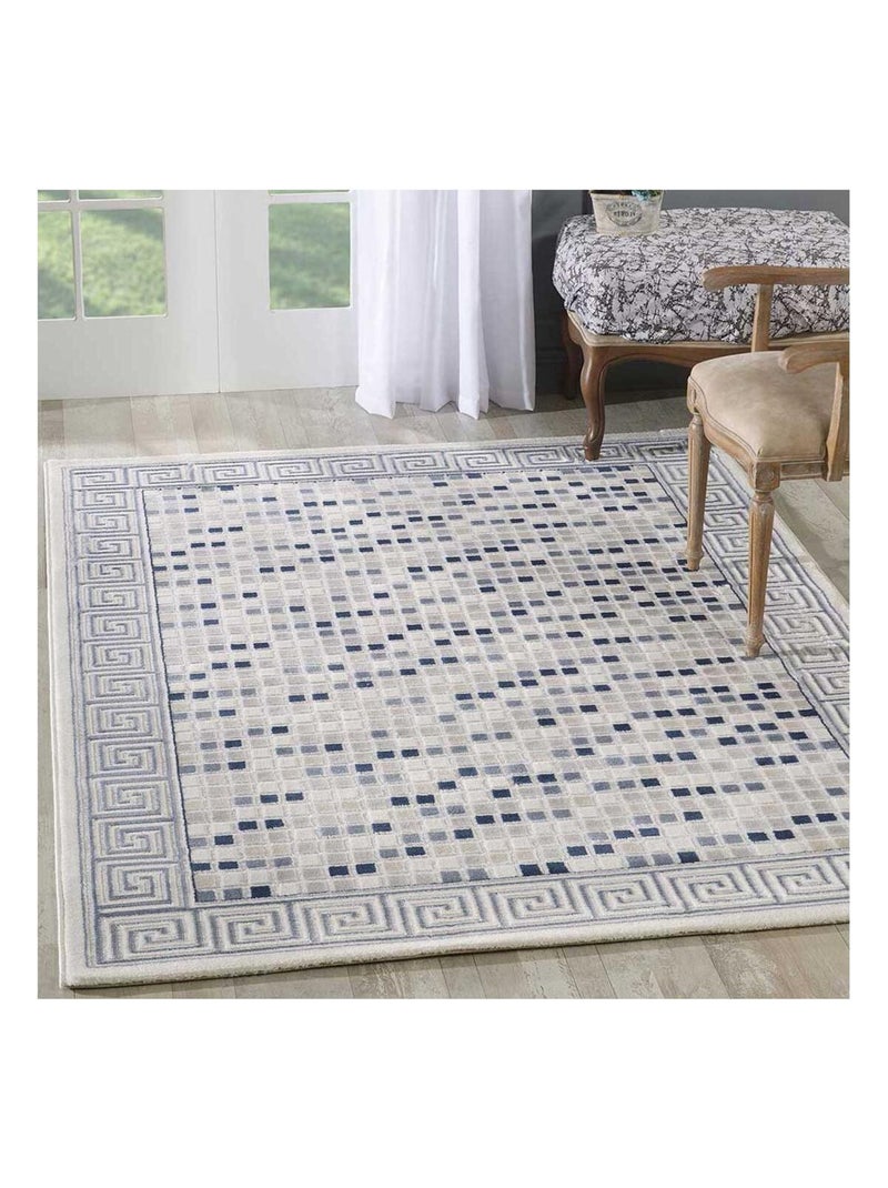 Tapis salon et chambre tissé motif géométrique LYN7 BERIM Bleu - Kiabi