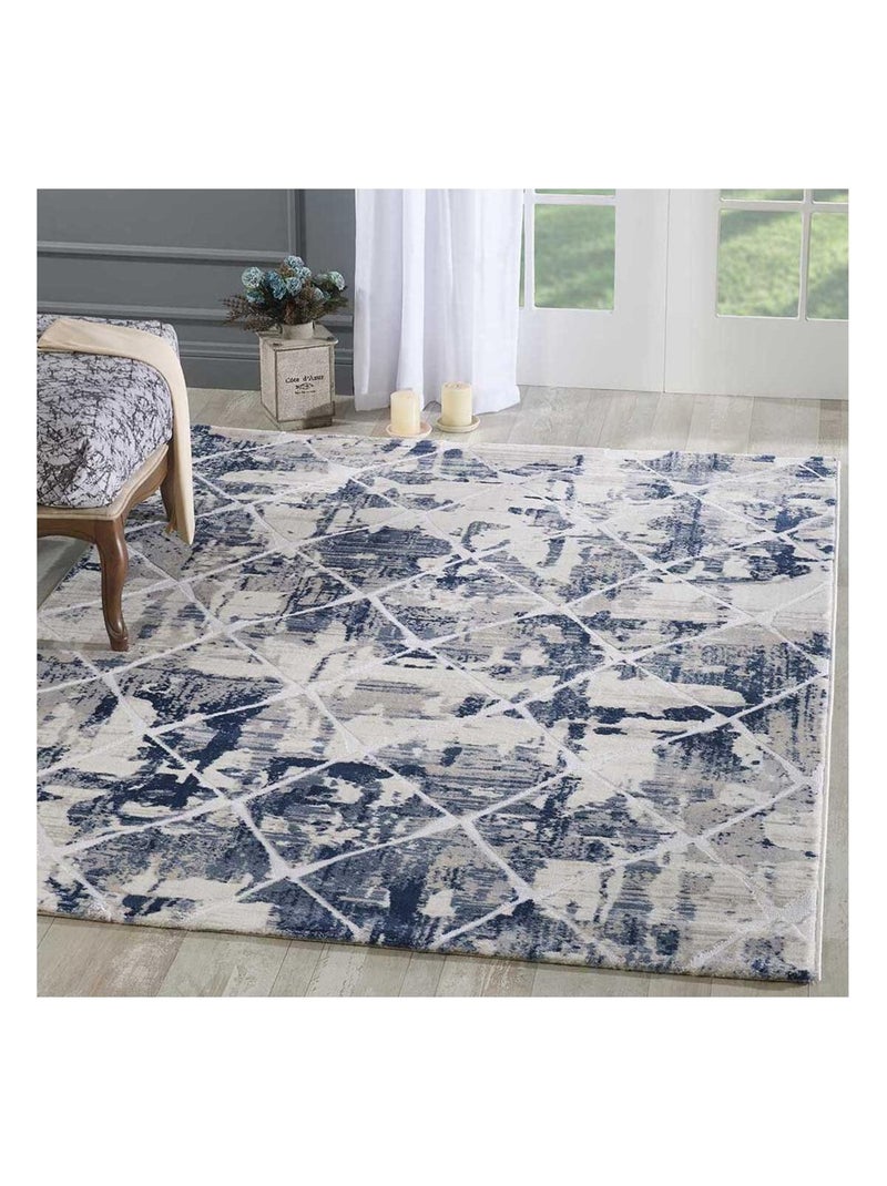Tapis salon et chambre tissé motif géométrique LYN7 DUSTY Ecru - Kiabi