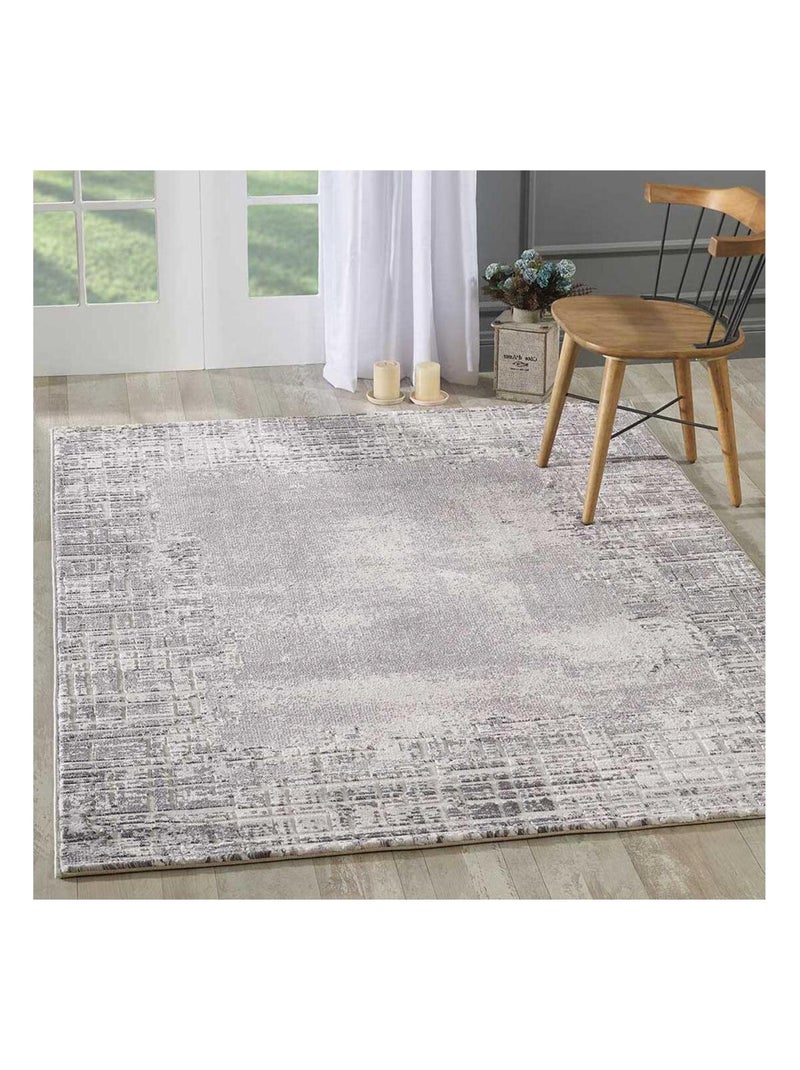Tapis salon et chambre tissé motif géométrique LYN7 RAMAS Gris - Kiabi