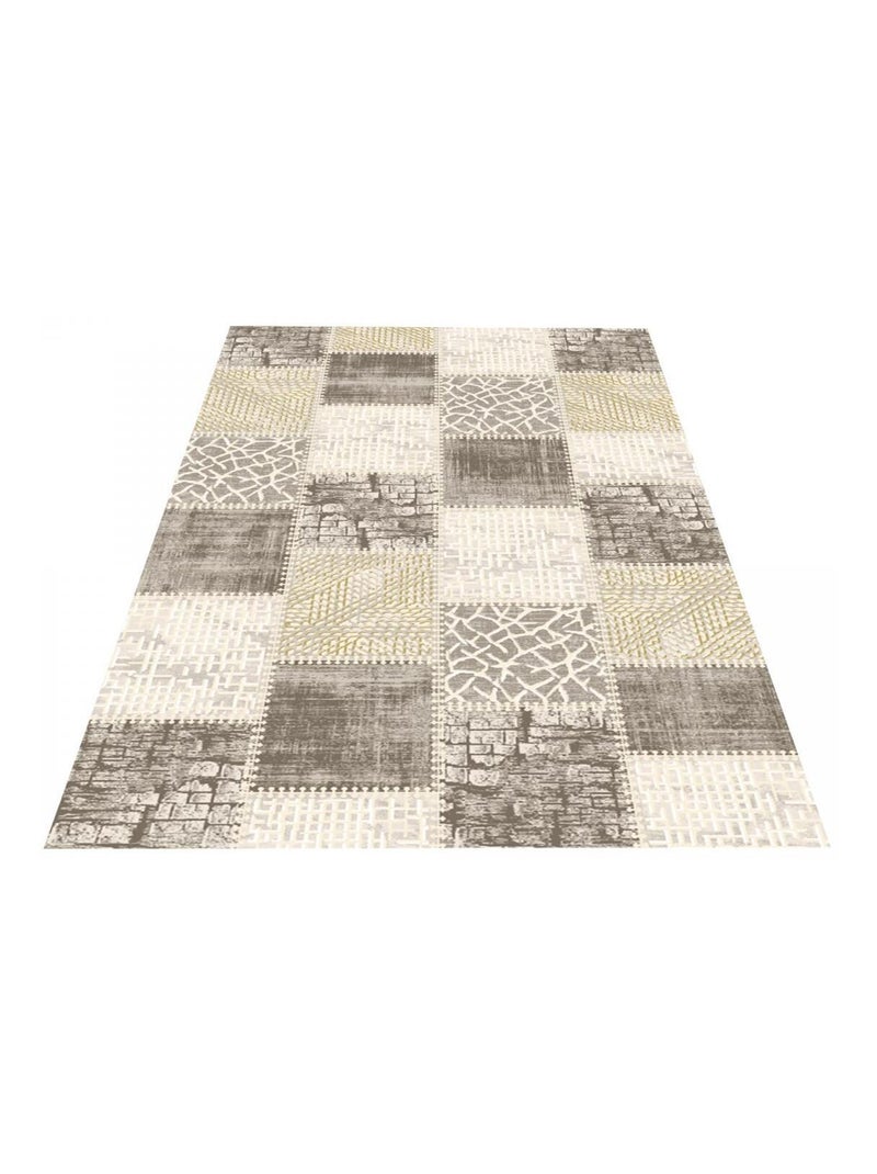 Tapis salon et chambre tissé motif géométrique LYN7 SILICA Beige - Kiabi