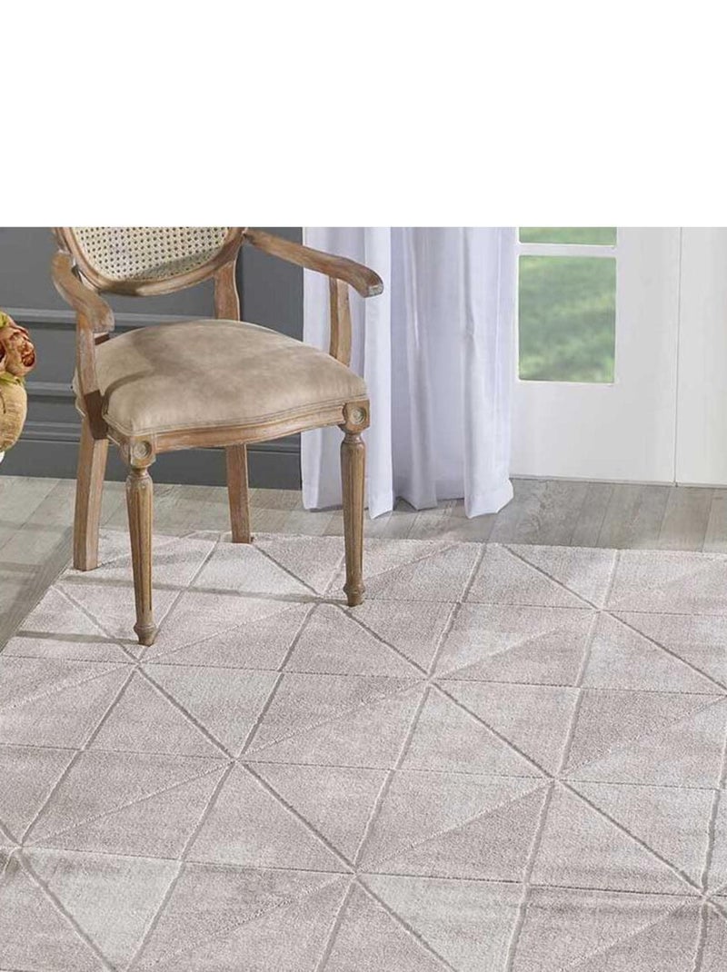 Tapis salon et chambre tissé motif géométrique LYN7 VOLITRO Ecru - Kiabi