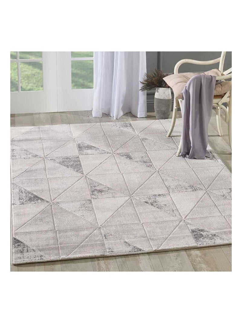 Tapis salon et chambre tissé motif géométrique LYN7 VOLITRO Gris - Kiabi