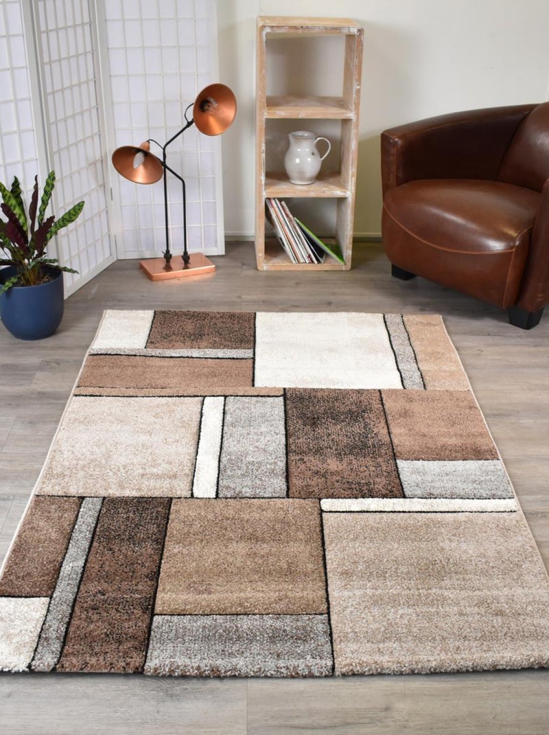 Tapis salon et chambre tissé motif géométrique LYN8 Beige - Kiabi