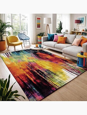 Tapis salon et chambre tissé motif géométrique LYN8 BELO 1