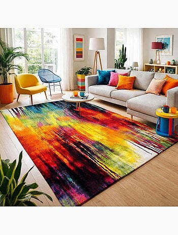 Tapis salon et chambre tissé motif géométrique LYN8 BELO 1