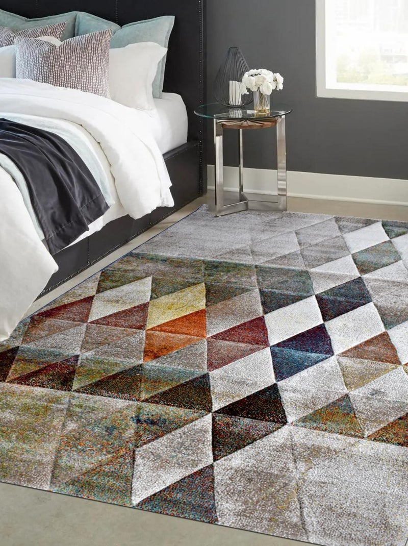 Tapis salon et chambre tissé motif géométrique LYN8 BELO 19 Beige - Kiabi