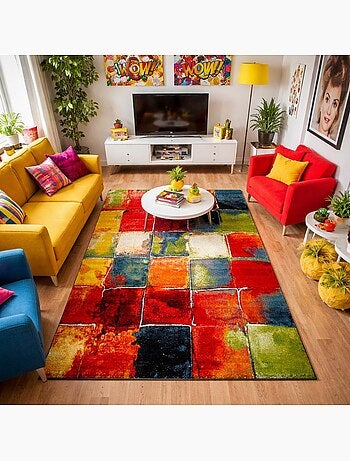 Tapis salon et chambre tissé motif géométrique LYN8 BELO 2
