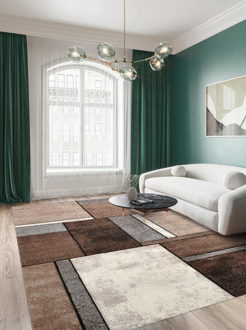 Tapis salon et chambre tissé motif géométrique LYN8 BI 61 Beige - Kiabi
