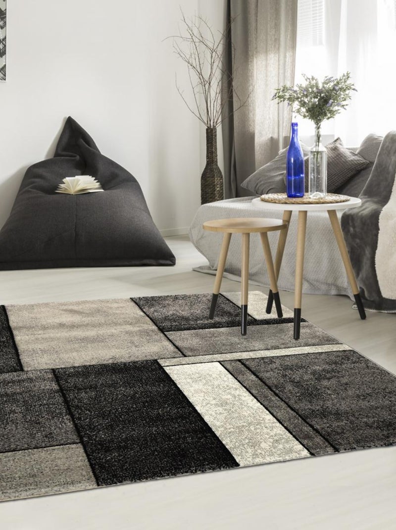 Tapis salon et chambre tissé motif géométrique LYN8 BI 61 Gris - Kiabi