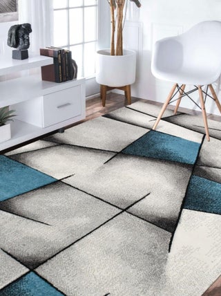 Tapis salon et chambre tissé motif géométrique LYN8