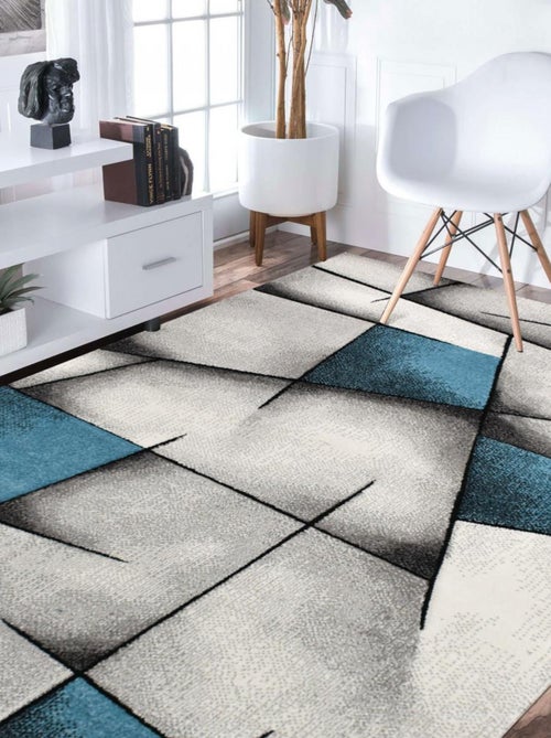 Tapis salon et chambre tissé motif géométrique LYN8 - Kiabi