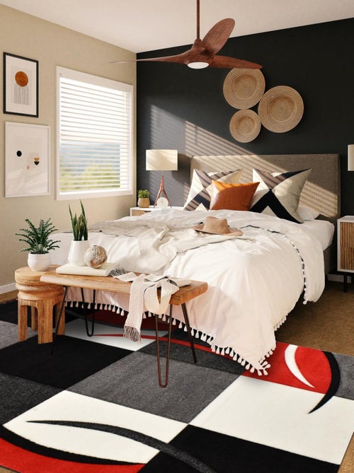 Tapis salon et chambre tissé motif géométrique LYN8 DIAVIRGULE - Kiabi