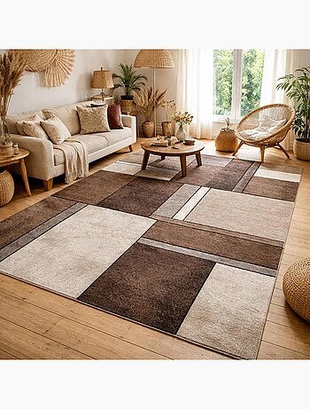 Tapis salon et chambre tissé motif géométrique LYN8 GEOME