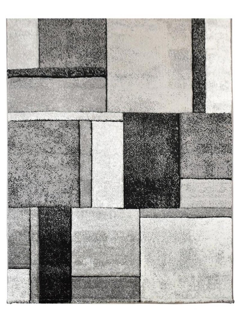 Tapis salon et chambre tissé motif géométrique LYN8 GEOME Gris - Kiabi