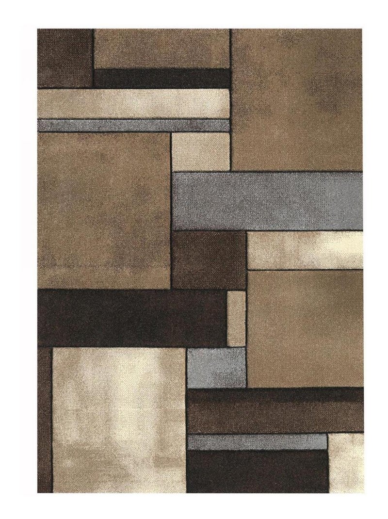 Tapis salon et chambre tissé motif géométrique LYN8 GEOME Marron - Kiabi