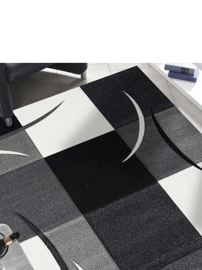 Tapis salon et chambre tissé motif géométrique LYN8 Gris - Kiabi
