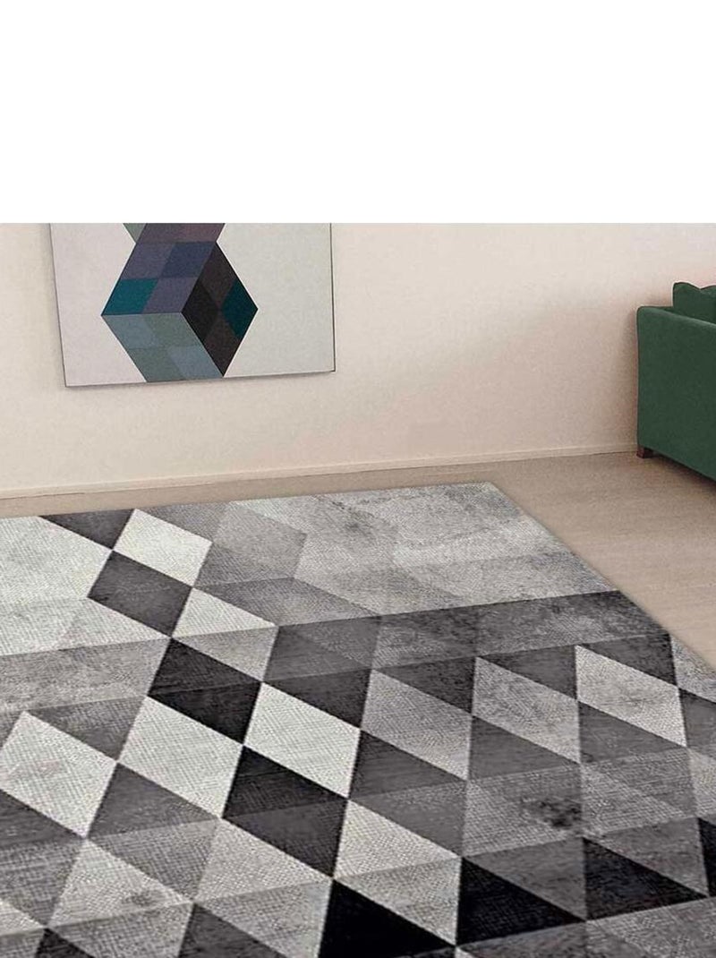 Tapis salon et chambre tissé motif géométrique LYN8 Gris - Kiabi