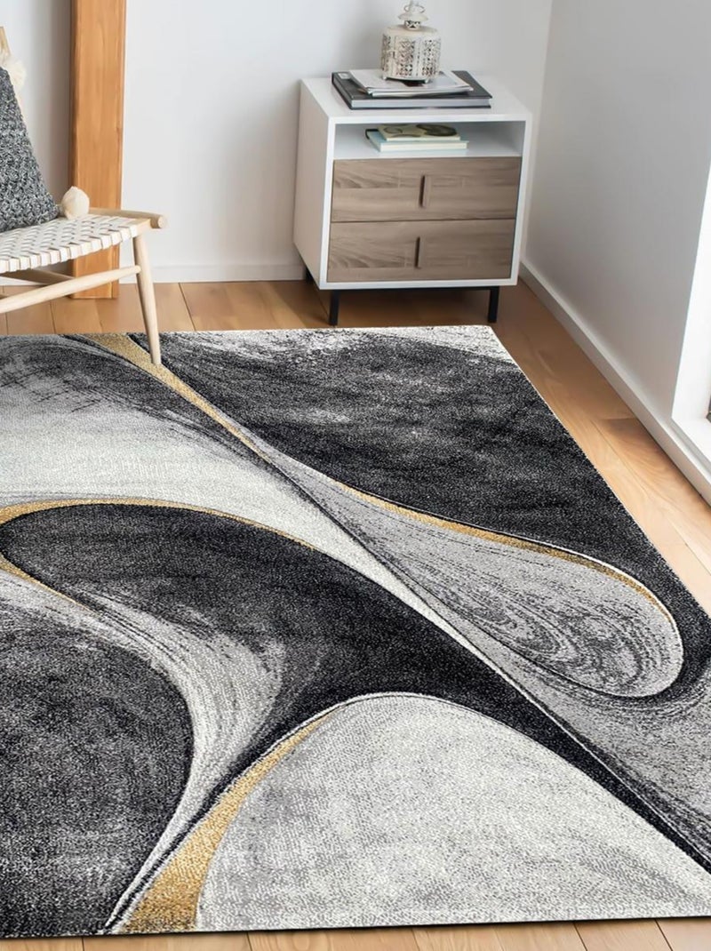 Tapis salon et chambre tissé motif géométrique LYN8 Jaune - Kiabi