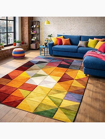 Tapis salon et chambre tissé motif géométrique LYN8 MARIX