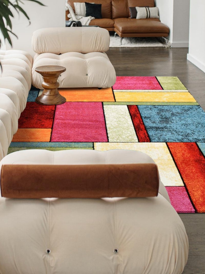 Tapis salon et chambre tissé motif géométrique LYN8 Multicolore - Kiabi