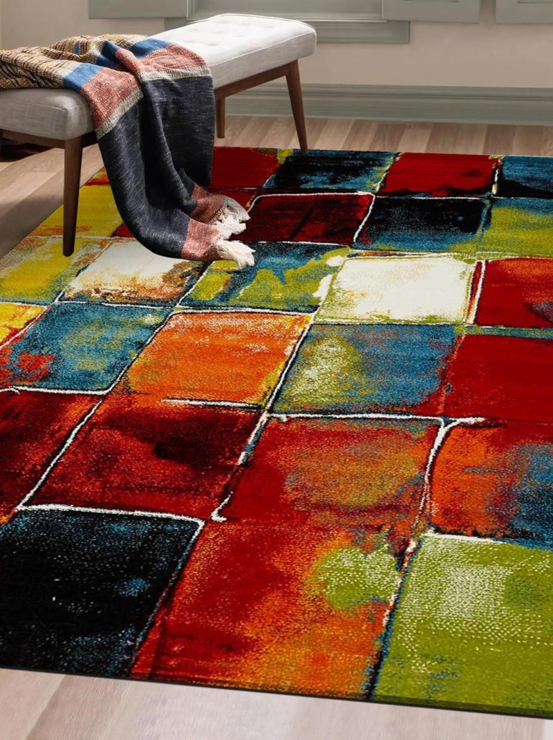 Tapis salon et chambre tissé motif géométrique LYN8 Multicolore - Kiabi