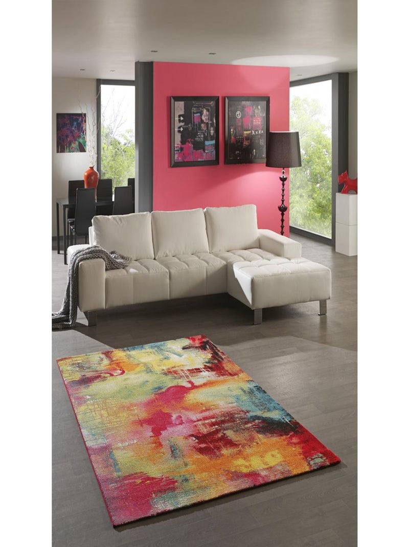 Tapis salon et chambre tissé motif géométrique LYN8 Multicolore - Kiabi