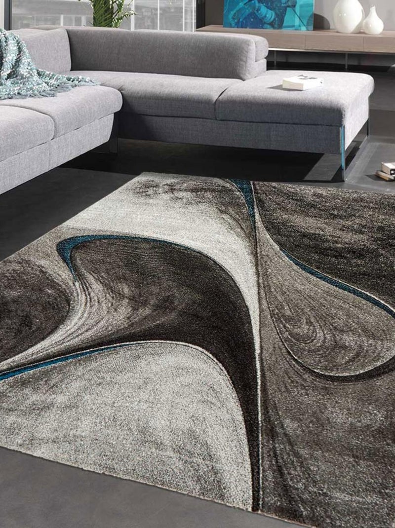Tapis salon et chambre tissé motif géométrique LYN8 Noir - Kiabi