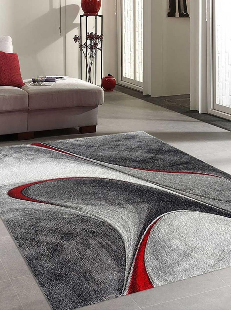 Tapis salon et chambre tissé motif géométrique LYN8 Rouge - Kiabi