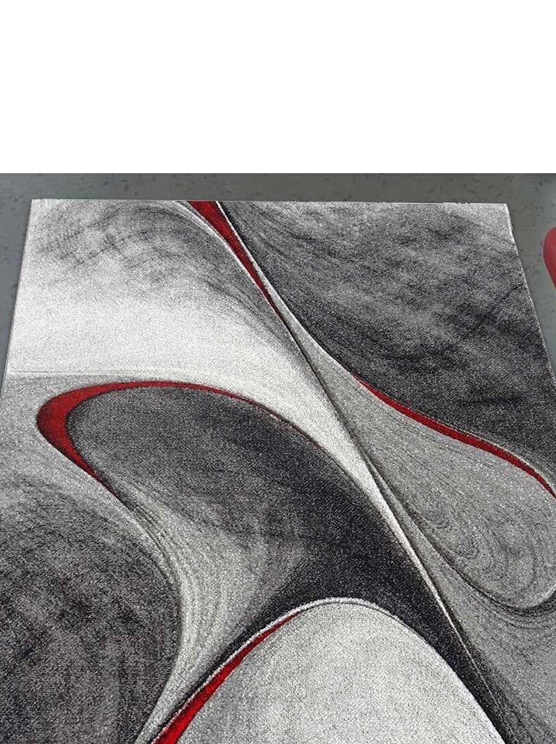 Tapis salon et chambre tissé motif géométrique LYN8 Rouge - Kiabi