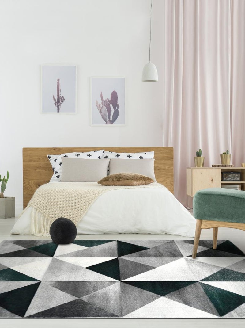 Tapis salon et chambre tissé motif géométrique LYN8 TRANDOU Gris - Kiabi