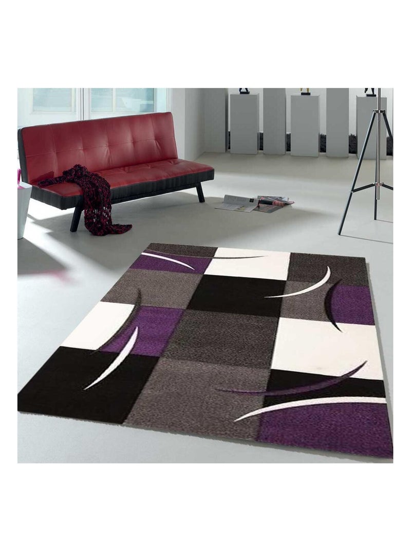 Tapis salon et chambre tissé motif géométrique LYN8 Violet - Kiabi