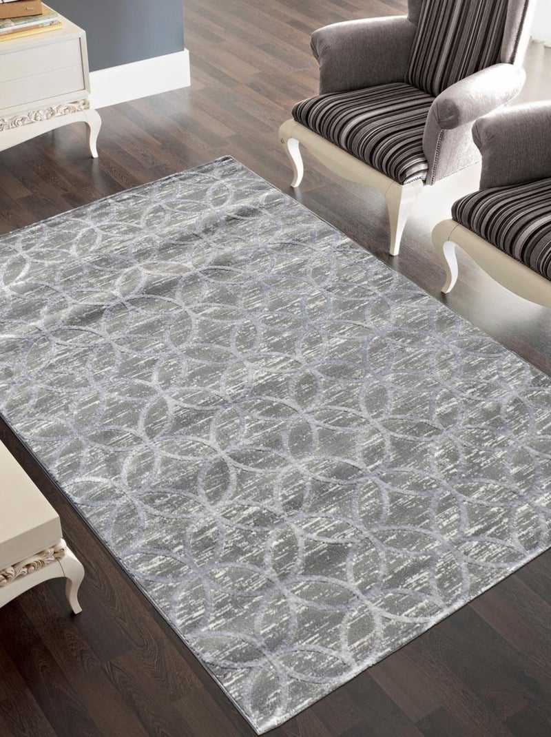 Tapis salon et chambre tissé motif géométrique MILOS Gris - Kiabi