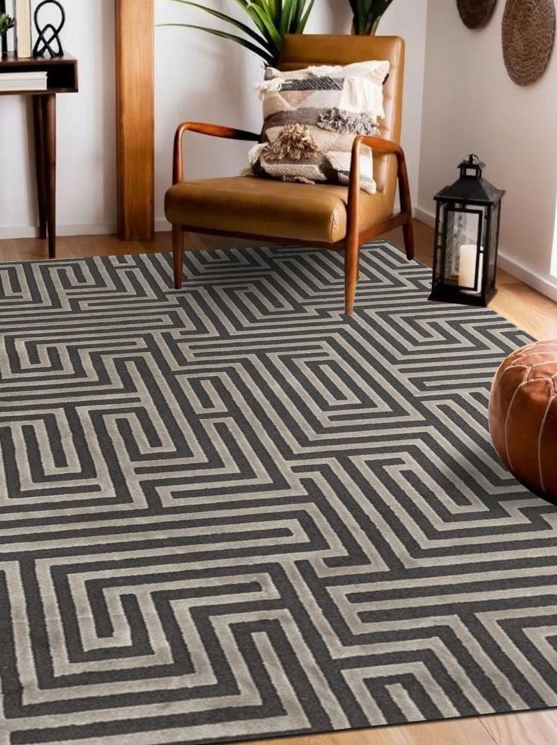 Tapis salon et chambre tissé motif géométrique MIRAGE Gris - Kiabi