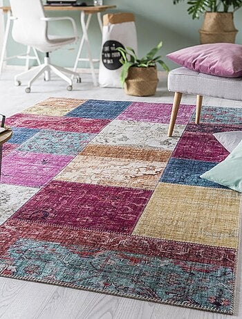 Tapis salon et chambre tissé motif géométrique NIKOL