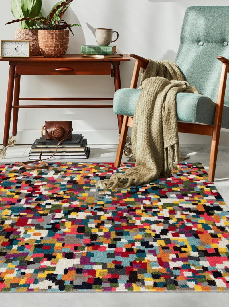 Tapis salon et chambre tissé motif géométrique NORMA Multicolore - Kiabi