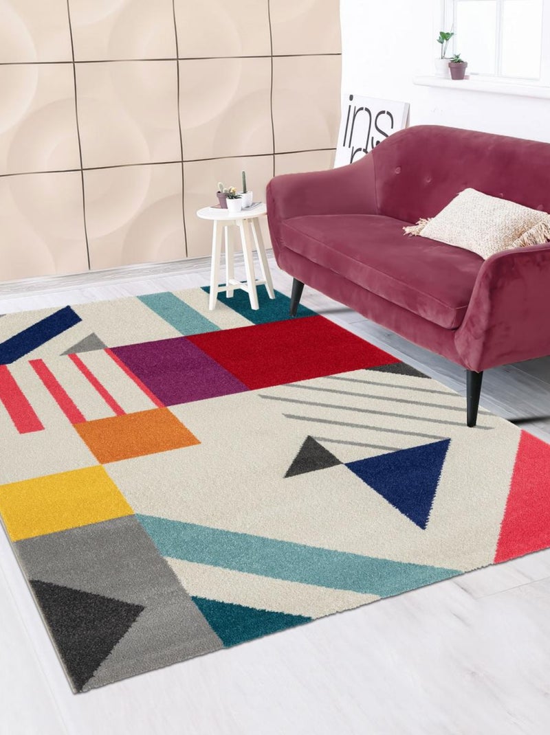 Tapis salon et chambre tissé motif géométrique NORTA Multicolore - Kiabi