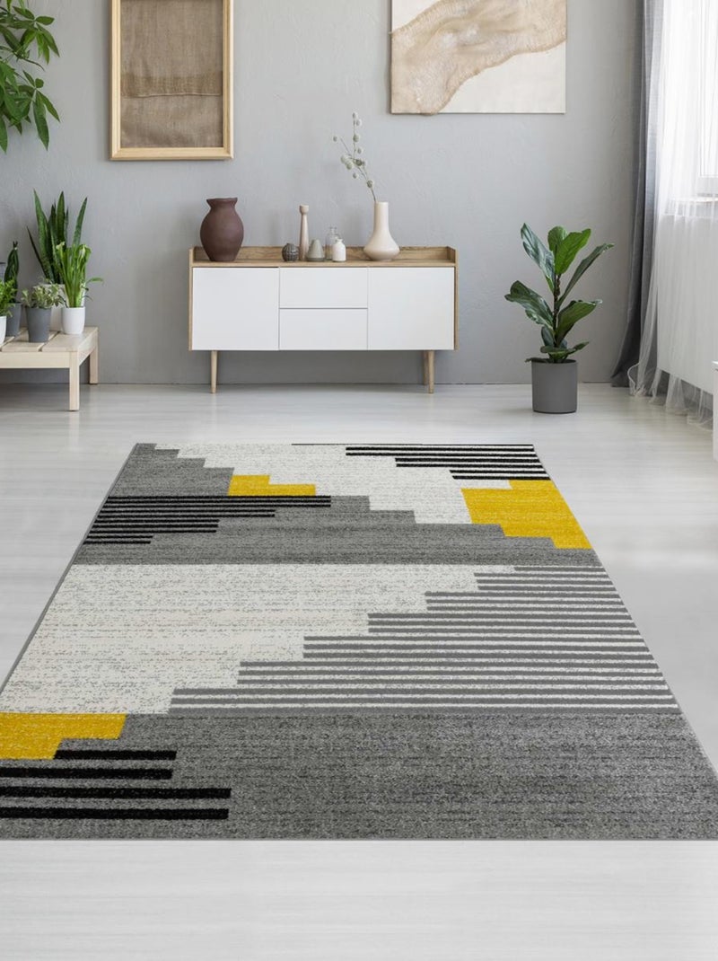 Tapis salon et chambre tissé motif géométrique NOTAR Jaune - Kiabi