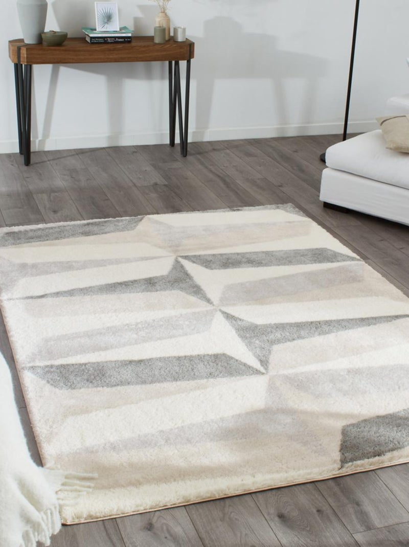 Tapis salon et chambre tissé motif géométrique NUEVO Gris - Kiabi